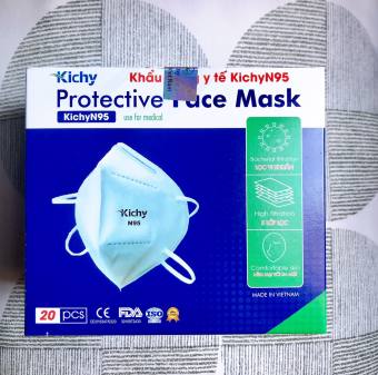 Khẩu trang N95 và FFP2 Kichy 5 lớp chống bụi mịn Pm2.5, có nẹp chắc chắn, hàng xuất khẩu Âu Mỹ, hộp 20 chiếc