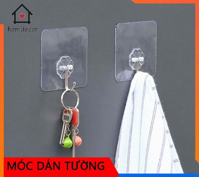 Combo 3 Cái Móc Dán Treo Tường Trong Suốt Siêu Dính Tiện Lợi
