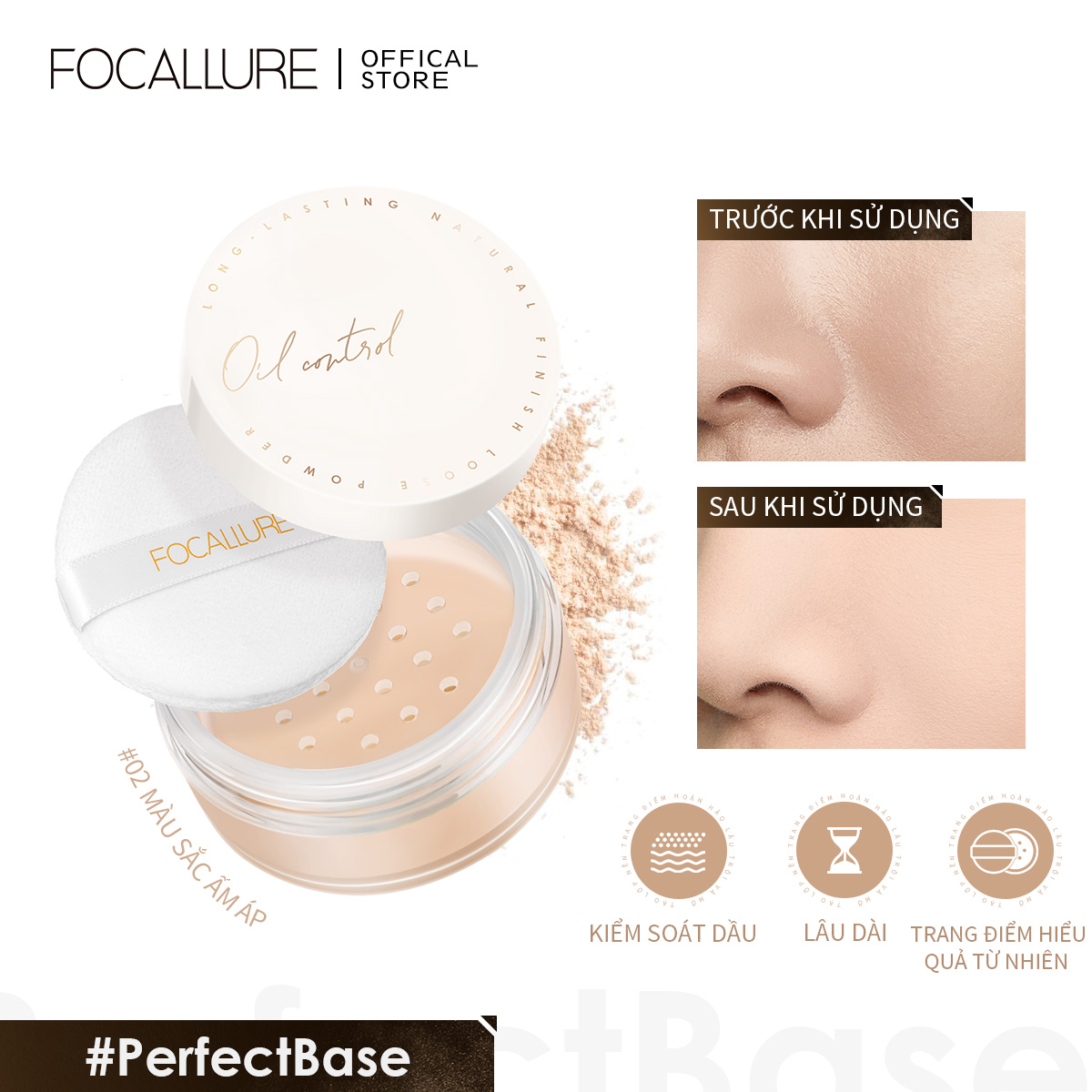 Focallure phấn phủ 12g kiểm soát dầu lâu trôi không bết dính - intl