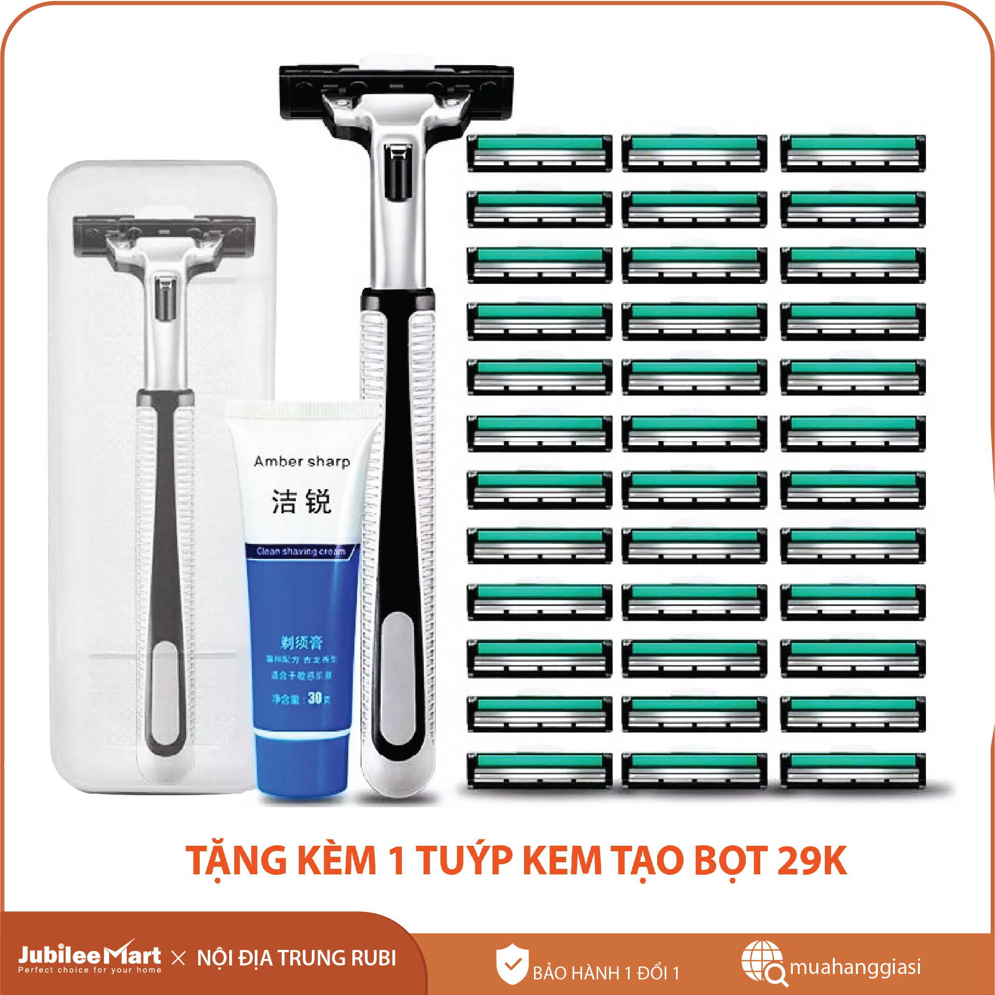 [GIAO HÀNG NHANH] Bộ cạo râu 36 món - Bộ Kit Cạo Râu Loại Tốt Siêu Tiết Kiệm - Bộ Dao Cạo Râu Cao Cấp 38 Món (1 Dao Cạo + 36 Lưỡi + 1 Tuýp Kem Cạo) -Cực Sạch, Không Gây Đau Rát Da - dụng cụ làm đẹp cho phái mạnh