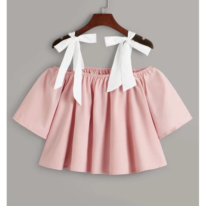Áo Croptop thắt nơ chất liệu lụa mềm mịn