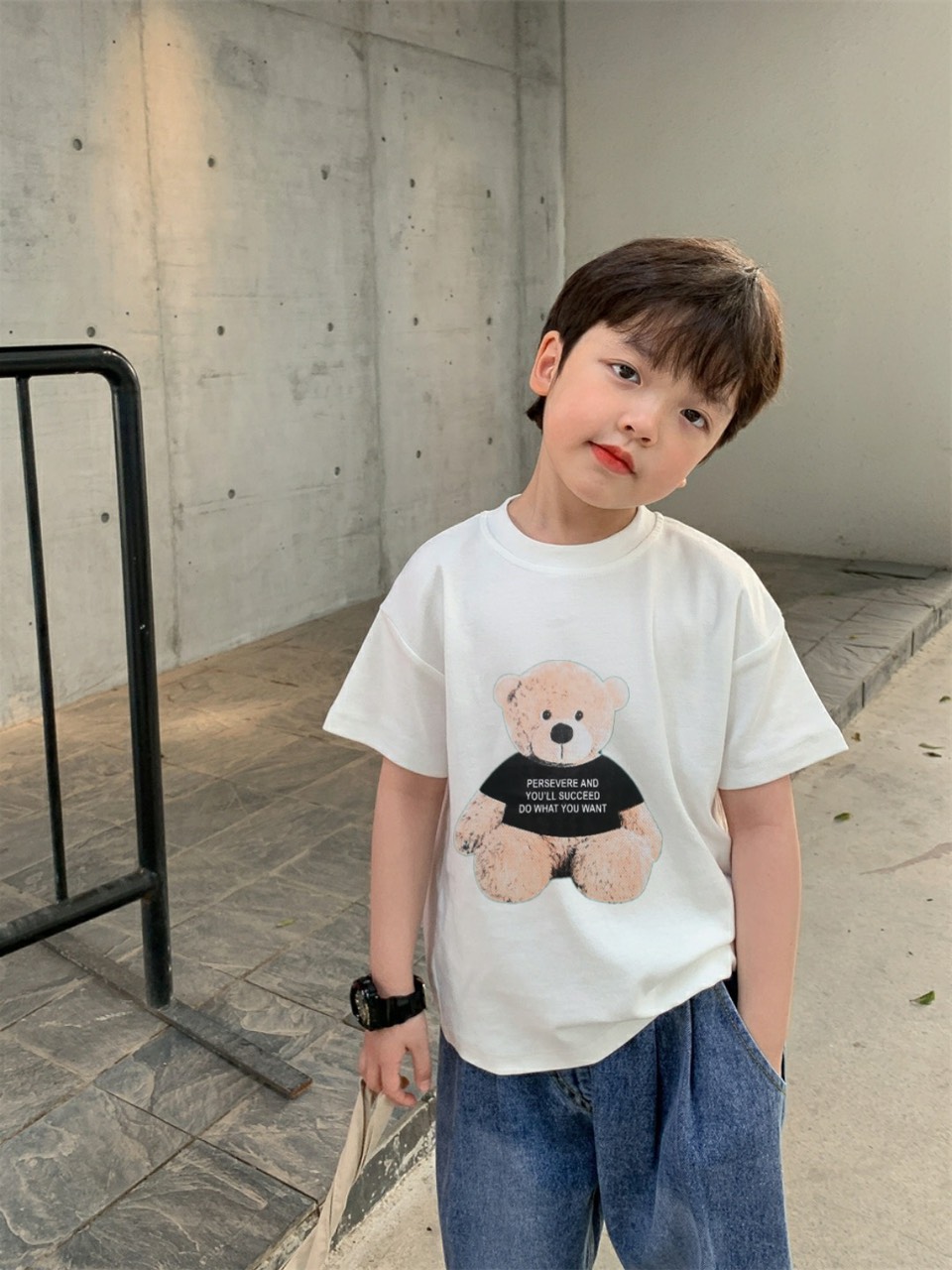 Áo Phông Cộc tay In Chú Gấu Bông Chất Cotton Cao cấp Cho Bé Trai Bé Gái Mặc Đều Xinh