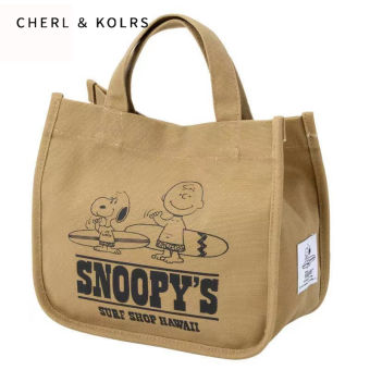 CHERL & KOLRS Japanese new Snoopy cute canvas handbag Female student carrying cloth bag Small Bento bag