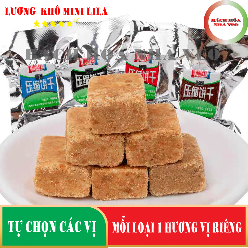 Lương khô mini lila, lương khô nhỏ dinh dưỡng cao, tự chọn vị, hàng chuẩn, date mới