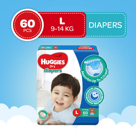 Huggies Dry Diapers Large - 60 pcs