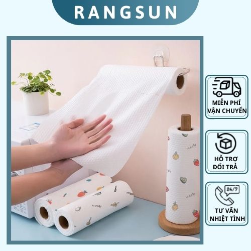 Khăn lau bếp - Khăn lau chén đĩa vệ sinh nhà cửa 50 miếng 1 cuộn có thể giặt được