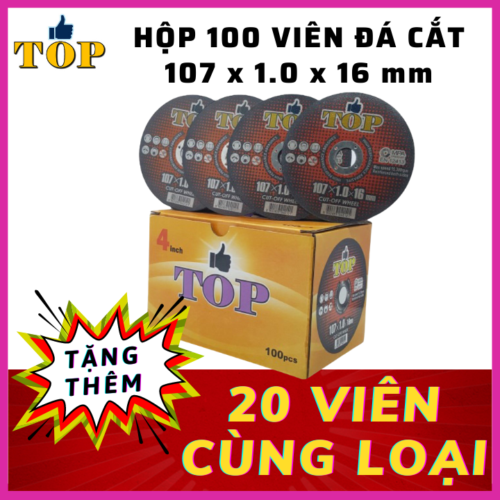 Hộp 100 viên ĐÁ CẮT SẮT phi 100 ( 1 tấc) | Đá cắt inox | Đá cắt TOP Hàn Quốc