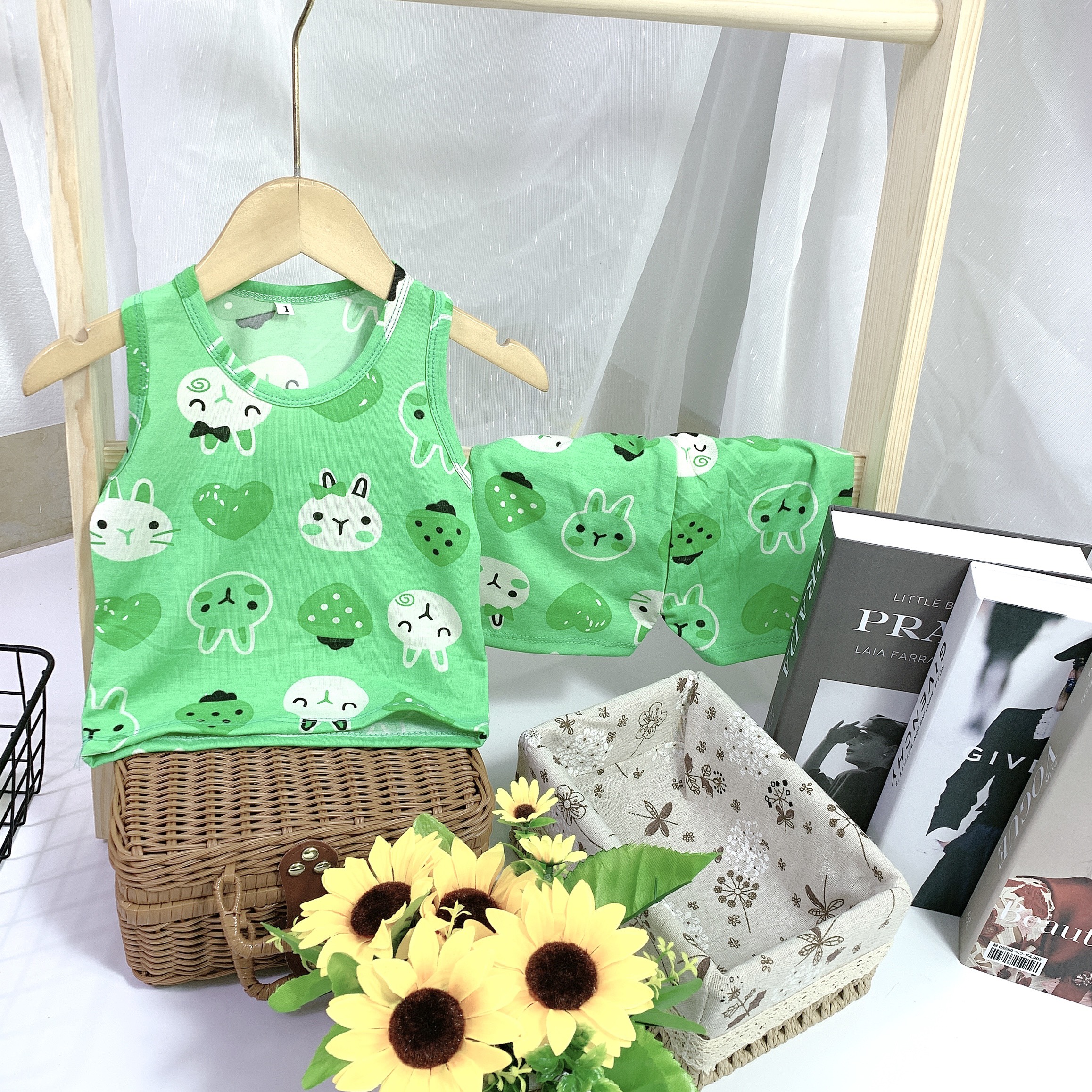 Hit!!! bộ 3 lỗ cotton 4 chiều họa tiết cho bé gái 8-18kg