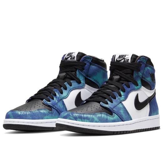 Giày Jordan 1 High Tie Dye Trắng Xanh Loang , giày thể thao xanh tie dye phong cách thời trang