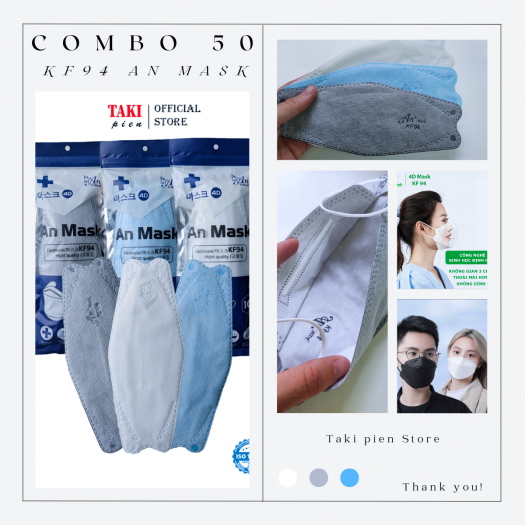 Khẩu trang kf94 hàn quốc An mask kháng khuẩn 4 lớp, công nghệ dập hàn quốc chống bụi mịn, tiêu chuẩn iso
