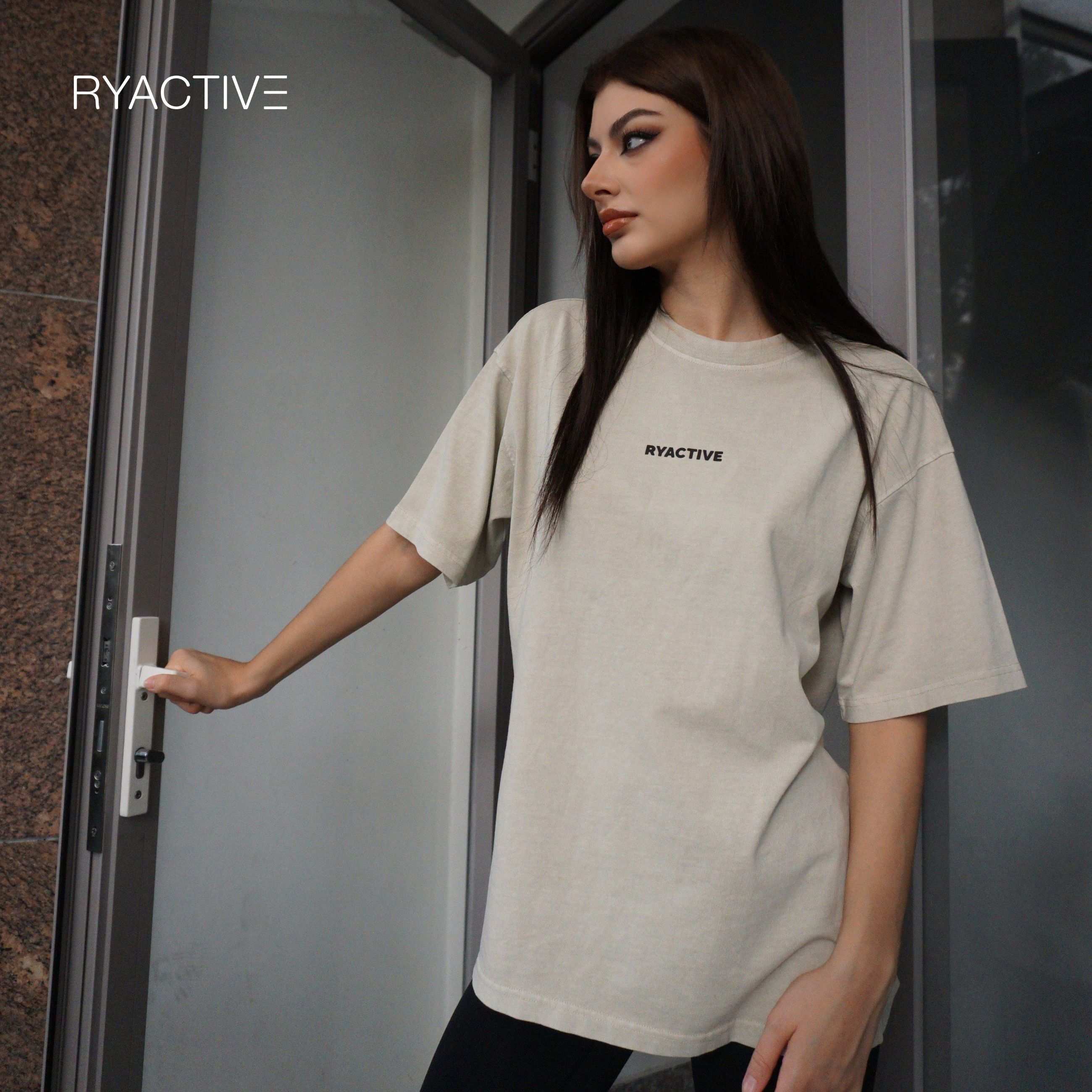 Áo thun form oversize ryactive - ryactive tee no.2 ivory