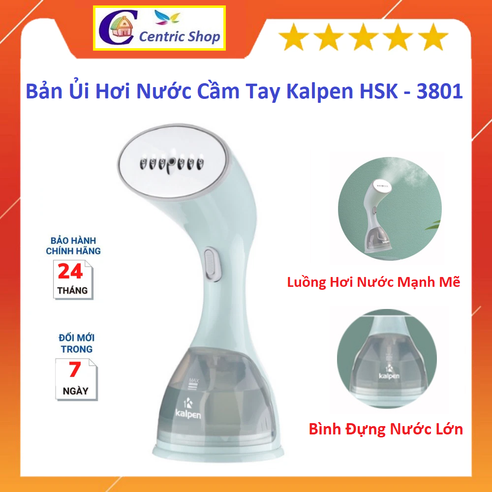 Bàn Ủi Hơi Nước Cầm Tay Thông Minh Kalpen HSK-3801 - Làm Nóng Nước Trong Vòng Chưa Đầy Một Phút - Mặt Đế Inox 304 - Công suất 1200W. BH 1 ĐỔI 1.