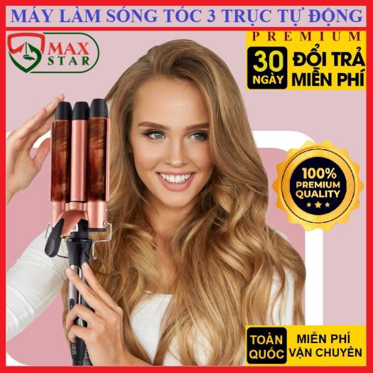 Máy bấm tóc gợn sóng,uốn tóc 3 trục,uốn tóc xoăn tự động phong cách Hàn quốc,size 25 chuẩn, ưu chuộng mọi SALON tóc - BH 12 tháng