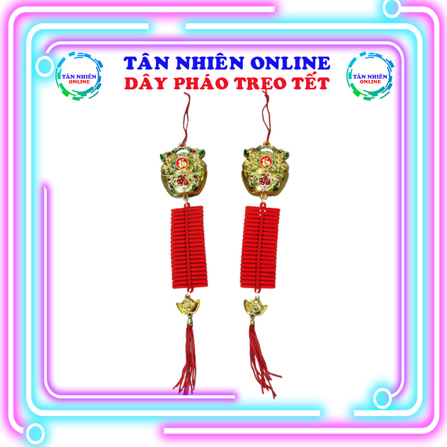 Dây treo Tết Thỏi Vàng kèm Pháo Combo 2 cái/1 bịch dây treo phụ kiện trang trí Tết 2021 trang trí cho cây mai hoặc trang trí bàn thờ trang trí nhà cửa ngày Tết đều dùng được, trang trí Tết, Tân Nhiên Online
