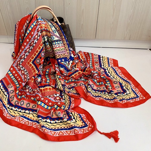Khăn lụa đi biển choàng boho lụa cao cấp - khăn thổ cẩm đi biển họa tiết vintage siêu xinh