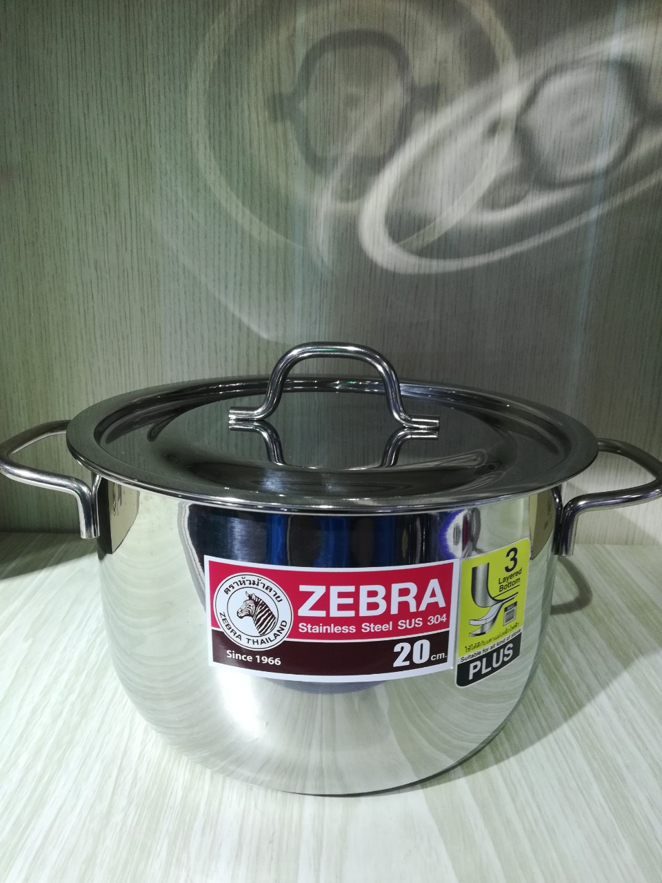 Nồi Inox Zebra Thái Lan 3 Đáy Nắp Phẳng 3,5 Lít 20cm -Kaliteco