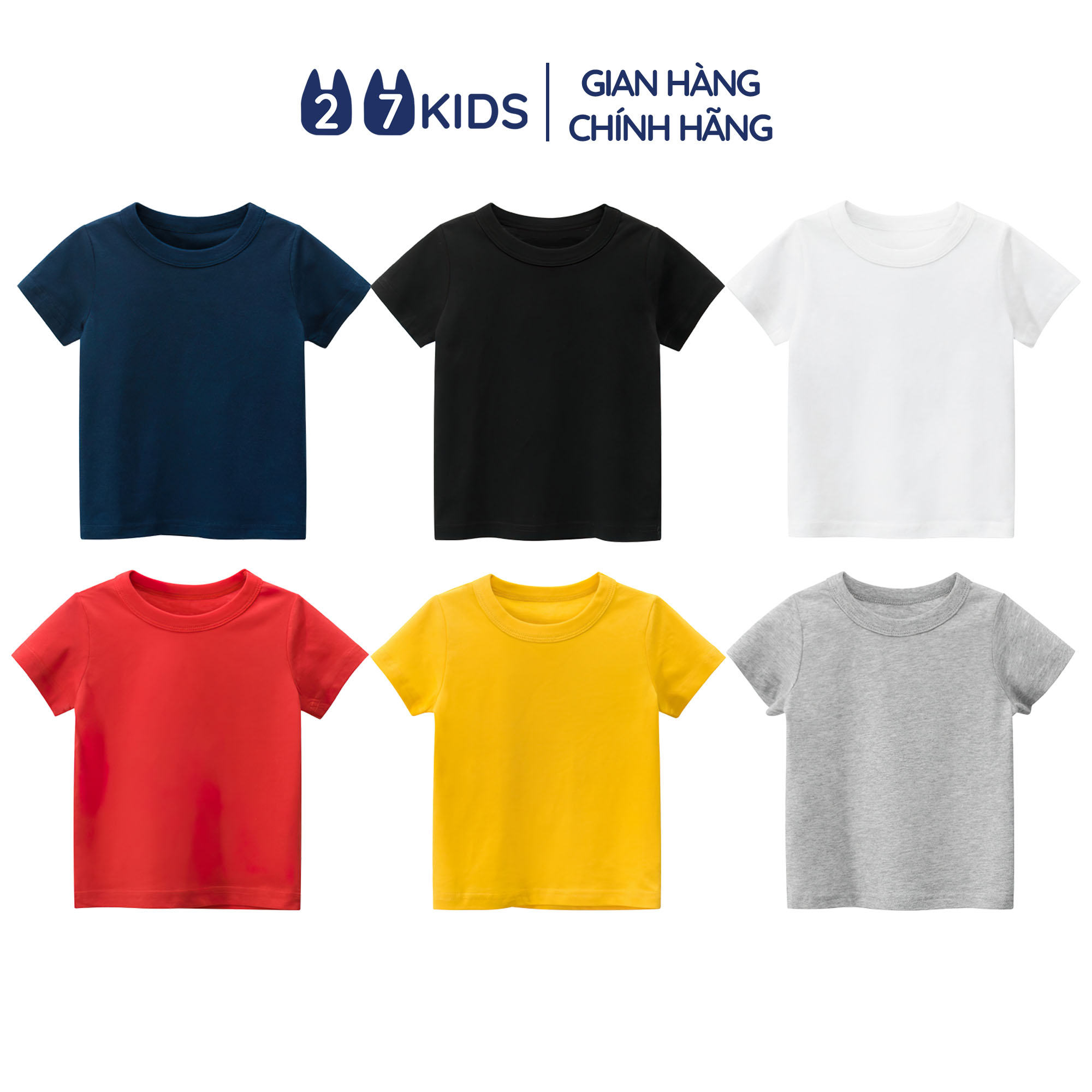 Áo thun bé trai bé gái ngắn tay 27Kids áo cộc nam nữ 100% Cotton cho trẻ từ 2-10 tuổi BSTS17