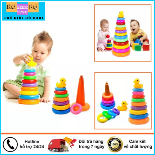 Tháp cầu vồng, đồ chơi xếp tháp vịt cao cấp cho bé