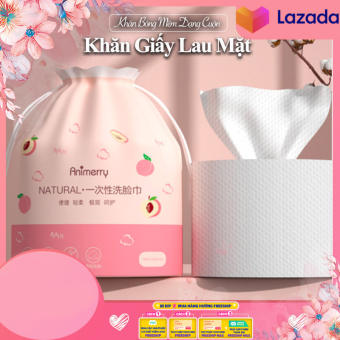 Khăn Lau Mặt Dùng 1 Lần Cotton Cao Cấp ANIMERRY | Khăn tẩy trang Animerry | Khăn Mặt Khô Animerry Hình Trái Đào 1 Lần Lau Khô Lau Ướt - Giấy Lau Mặt Dùng 1 lần
