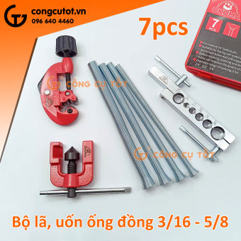Bộ nong loe ống đồng, bộ lã và uốn ống đồng Okuma 7 cỡ ống  3/16 - 5/8