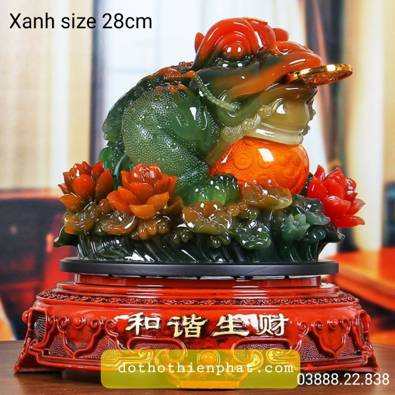 Cóc ngậm tiền phong thủy - Xanh size 28cm loại 1