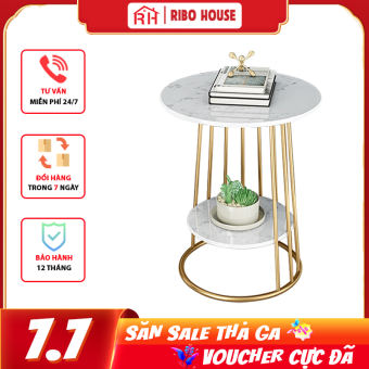 Bàn trà sofa mặt đá RIBO HOUSE khung kim loại sơn tĩnh điện, đặt cạnh tivi nội thất phòng khách hoặc có thể để đầu giường phòng ngủ RIBO50