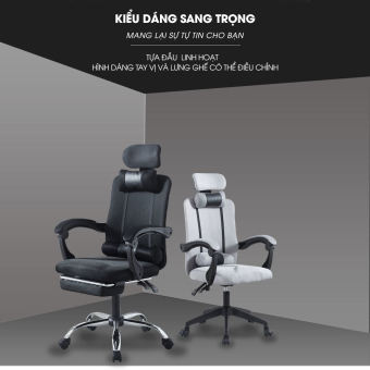 Ghế văn phòng giám đốc massage thông minh chân xoay ngả lưng, gối đầu kèm gác chân