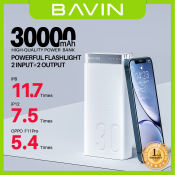 BAVIN 30000mAh Powerbank with Flashlight, Dual Input & USB Output