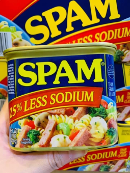 Thịt Hộp Spam Bánh Mì - Giảm Mặn 340gram - Hàng Nhập Khẩu Xách Tay Mỹ