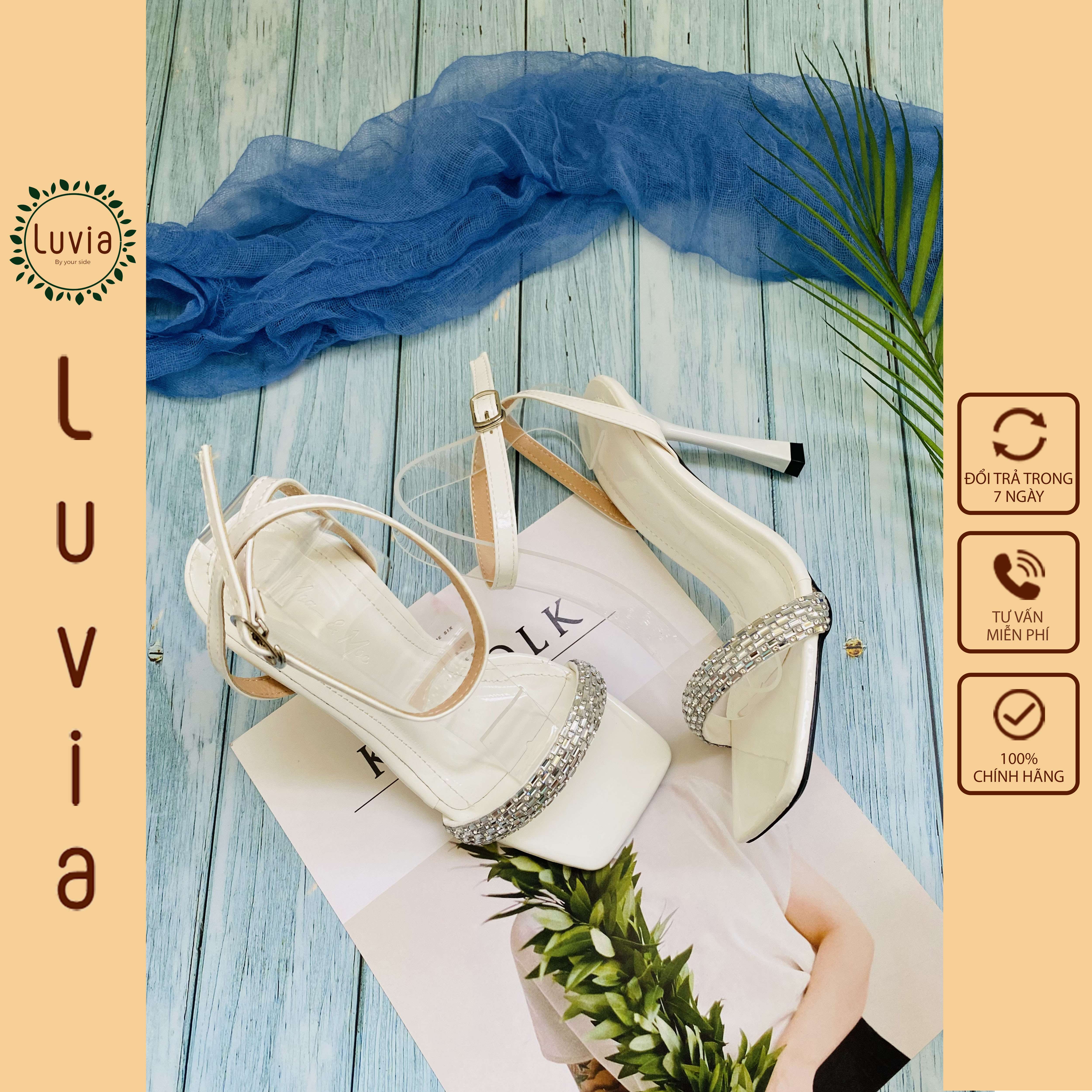 Giày sandal cao gót 11 phân gót nhọn quai đính đá Luvia 30CG