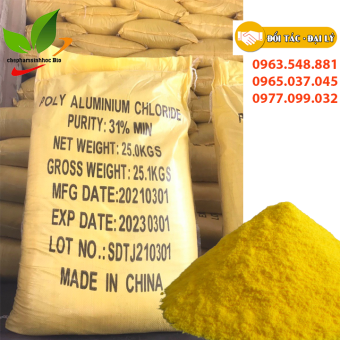 Hóa Chất Xử Lý Nước Thải, Trợ lắng  PAC bao 25kg màu vàng