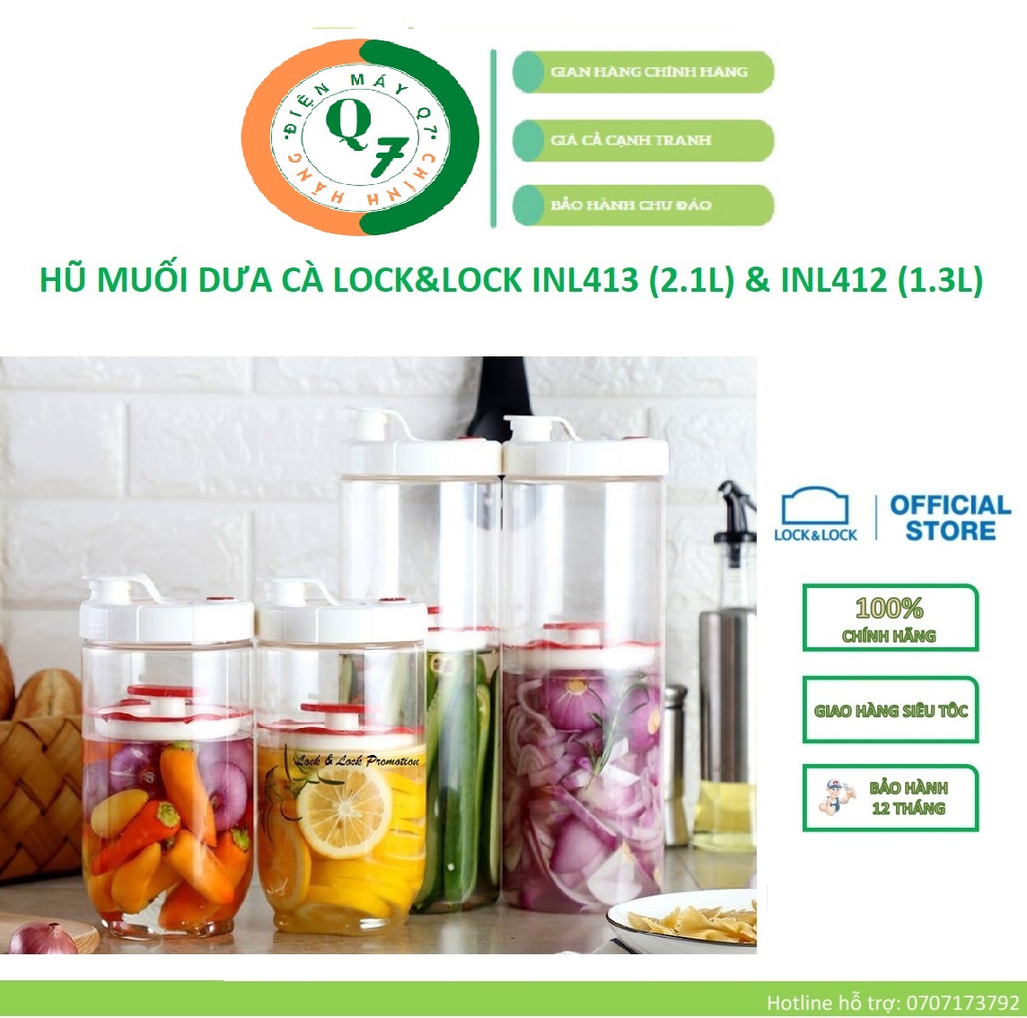 Hũ muối dưa cà / hộp đựng lock&lock interlock inl413 & inl412 – hàng chính hãng