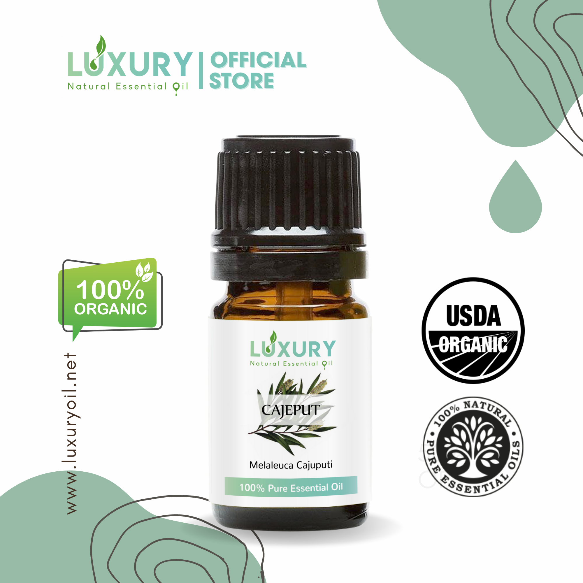 Tinh Dầu Tràm Gió Cajeput LUXURY ESSENTIAL OIL, 100% Thiên Nhiên Nguyên Chất, Mùi Hương Dễ Chịu, Giúp Giữ Ấm Cơ Thể, Đuổi Muỗi, Kiểm Nghiệm Quatest 3