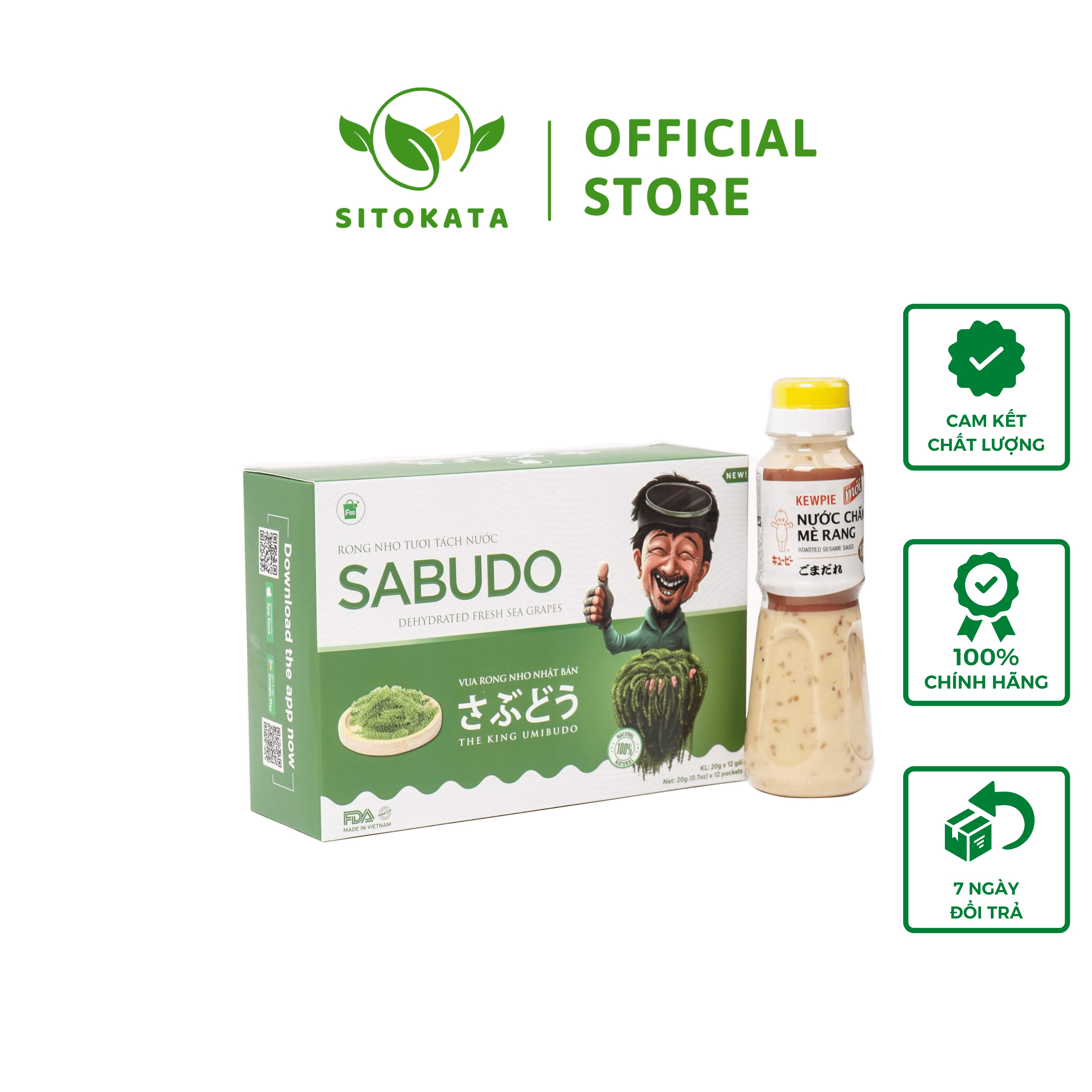 Rong nho tươi tách nước SABUDO 2 hộp mẫu mới tặng kèm sốt mè rang Kewpie (1 hộp 240gram)