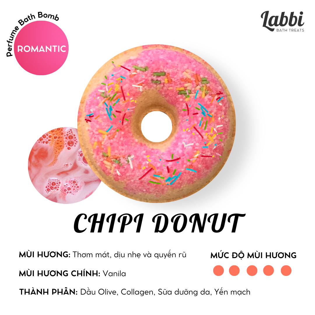 Chibi donut bath bomb / viên sủi bồn tắm / bom tắm / viên thả bồn tắm / bathbomb