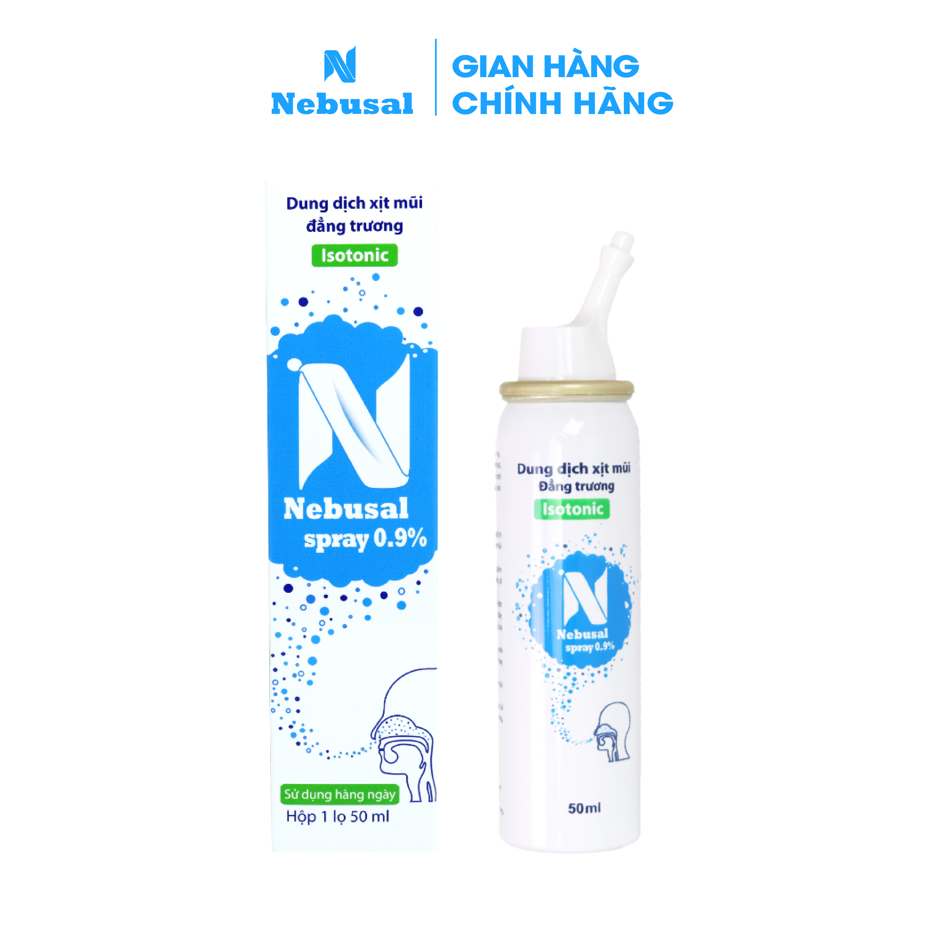 Xịt Mũi Nebusal 0.9% vệ sinh mũi hàng ngày, phòng ngừa nghẹt mũi, sổ mũi
