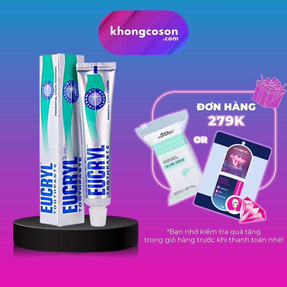 Kem Đánh Răng Eucryl Tẩy Trắng Sáng Răng Thơm Miệng Hương Bạc Hà Toothpaste 62g - Khongcoson