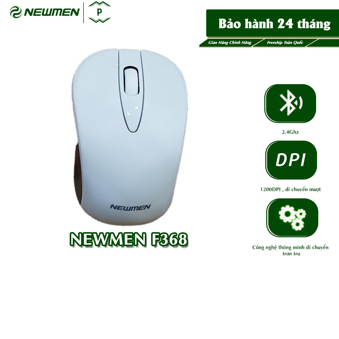 Chuột Máy Tính Không Dây Newmen F368,Kết Nối 2.4Ghz,Sử Dụng Trên Nhiều Loại Bề Mặt,Nhỏ Gọn Ôm Tay-Hàng Chính Hãng,Bảo Hành 24 Tháng