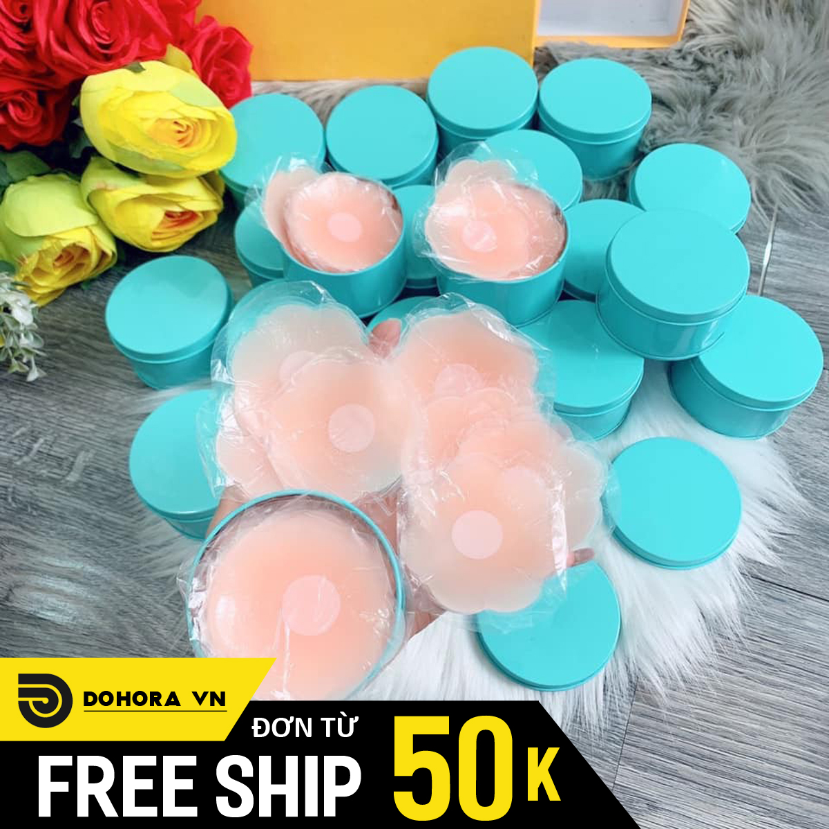Hộp 10 Miếng Dán Ngực Tàng Hình Cao Cấp Silicone siêu dính, chống nước, mồ hôi dạng cuộn tạo khe nâng ngực DSDN72 - Miếng dán ti ngực nhũ hoa tomboy nhật bản