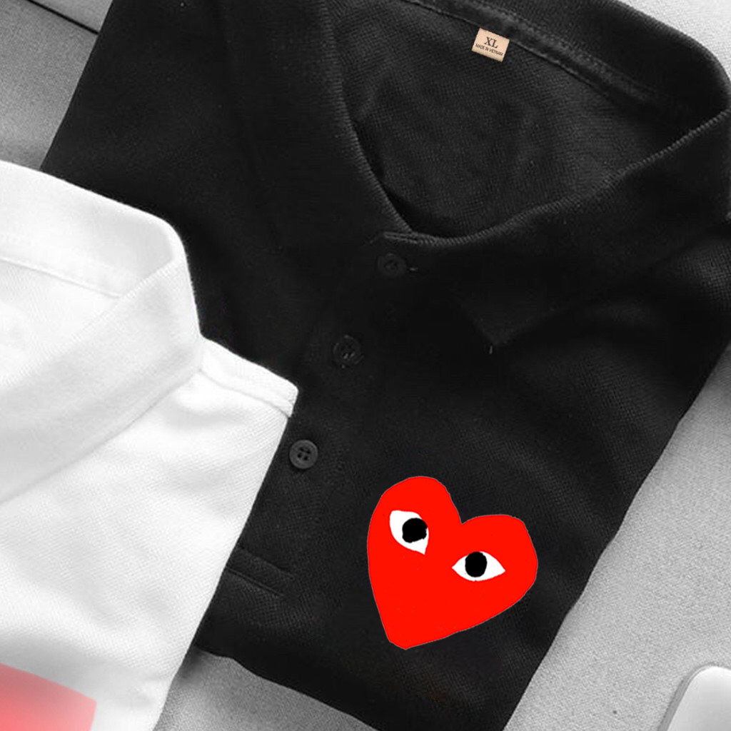 Áo polo đôi hình cdg trái tim cute, chất đẹp vải polo cá sấu 4 chiều, sản phẩm của fashion simple 3
