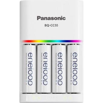Bộ Sạc Nhanh Thông Minh Tự Ngắt Panasonic Eneloop BQ CC55 kèm 4 pin - Tặng Kèm Hộp Đựng Pin ( Sạc Được Pin Sạc AA và Pin Sạc AAA )