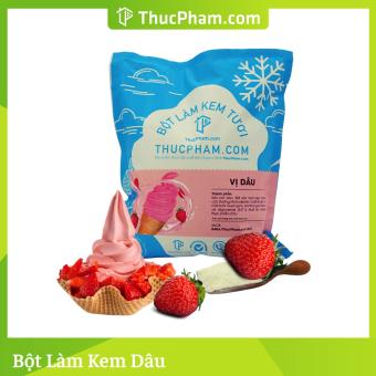 Bột Làm Kem Tươi THUCPHAM.COM Vị Dâu 1kg - Công Thức Độc Quyền Hương Vị Mới, Không Gắt, Không Hắc