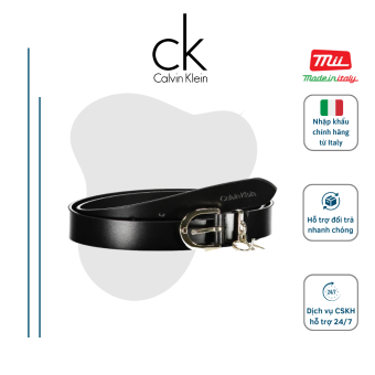 Thắt Lưng Nam Nữ Calvin Klein Mặt Tròn Chất Da Cao Cấp Màu Đen Chi Tiết Móc Khóa Logo - Nhập Khẩu Chính Hãng Từ Ý - PVN500