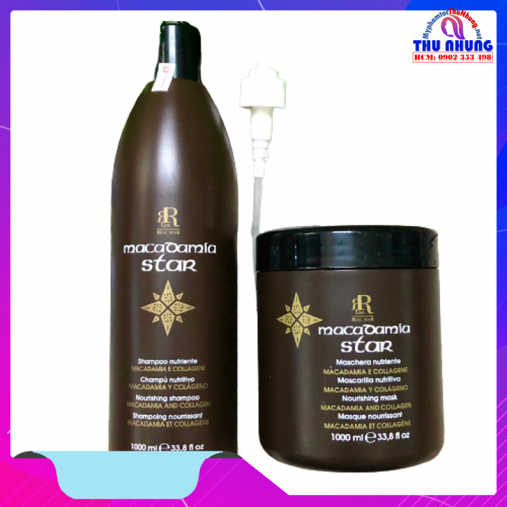 Dầu gội, hấp phục hồi tái tạo tóc rr line macadamia star 1000ml