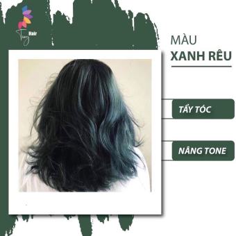 Thuốc nhuộm tóc màu xanh rêu xanh lá nâu rêu tặng oxy trợ nhuộm, màu không cần tẩy