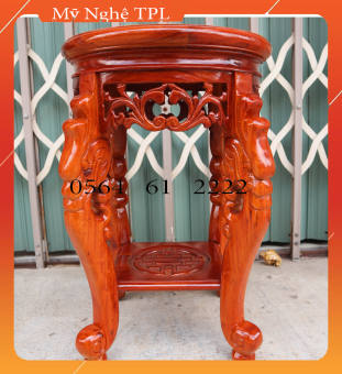 Đôn chân rồng cong gỗ gụ ta cao cấp mặt 32cm cao 40,50,60