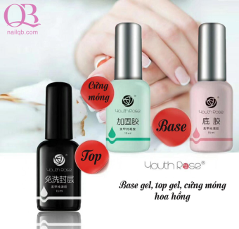 Base, top, cứng móng hoa hồng, Bộ 3 gel liên kết Hoa Hồng BASE, TOP, CỨNG Móng, Gel liên kết, top phủ bóng, cứng móng chuyên dụng cho dân làm móng.