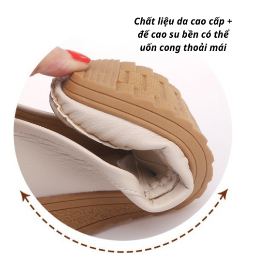 Giày Lười Nữ, Giày Mọi Nữ Thời Trang Chất Da Cao Cấp Đế Cao Su Êm Chân Thoáng Khí Chống Trơn Trượt