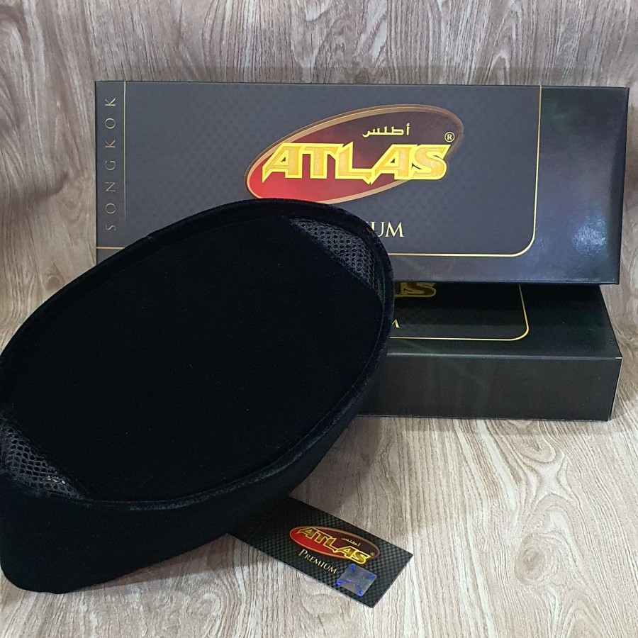 Songkok Atlas Premium Ac Height 9cm - Peci Kopiah Atlas, Wadimor Black Ac