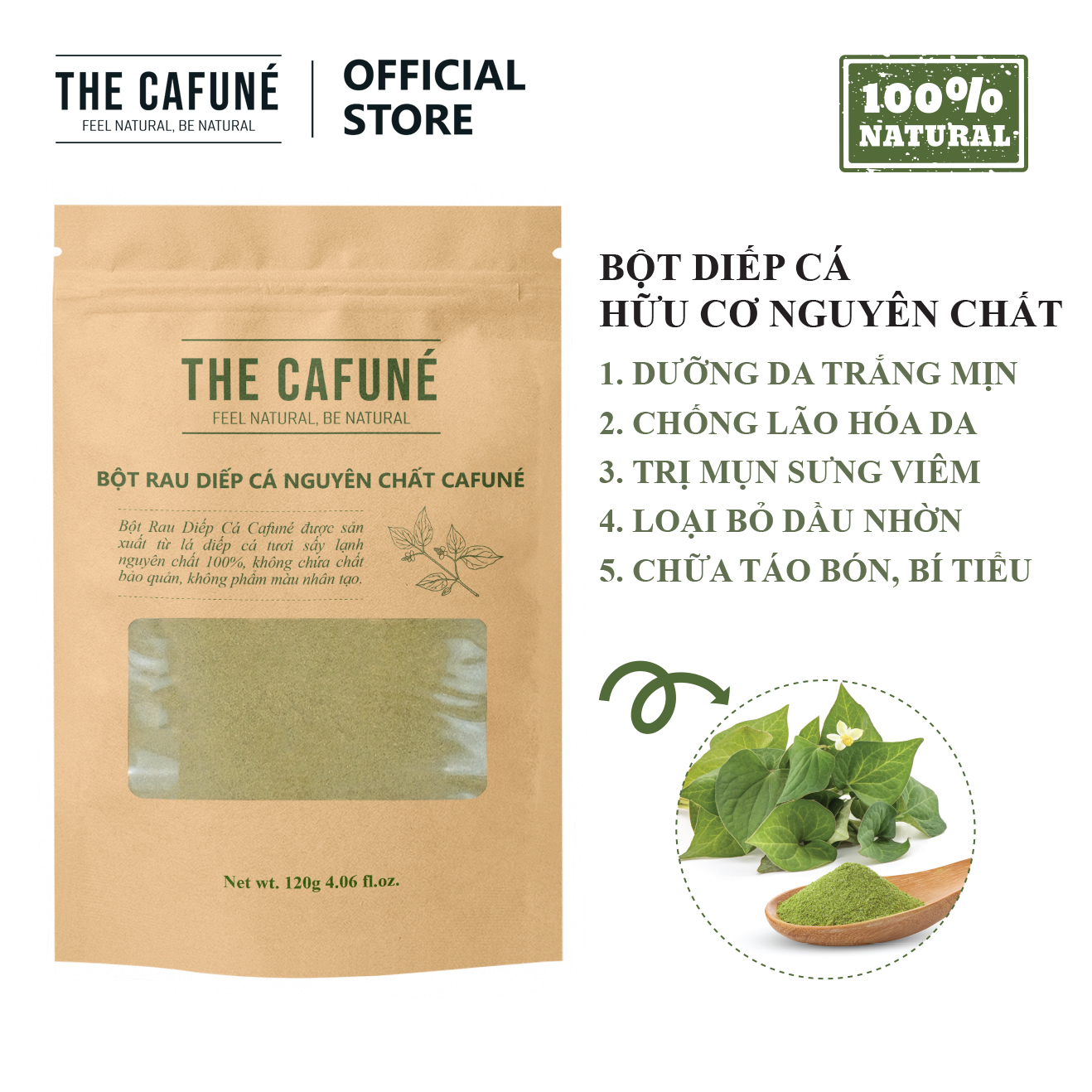 Bột diếp cá sấy lạnh Cafuné - hữu cơ nguyên chất 100%